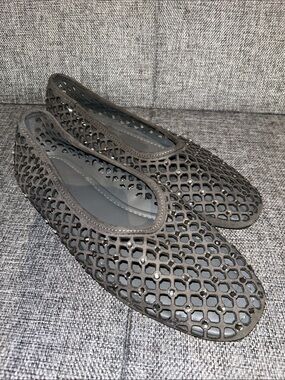 H&M Women's Charcoal Gray Laser-Cut Ballet Flats